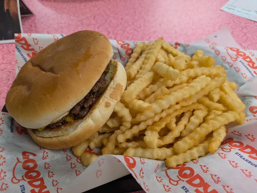 Triple Steak Burger with Cheese and Fries
